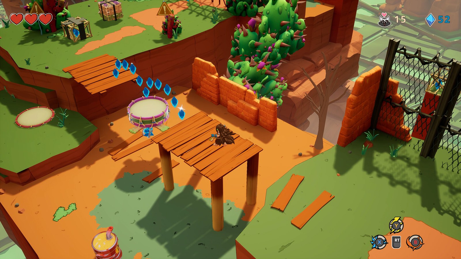 Kalakely crosses wooden platforms in Kalanoro, official PC screenshot