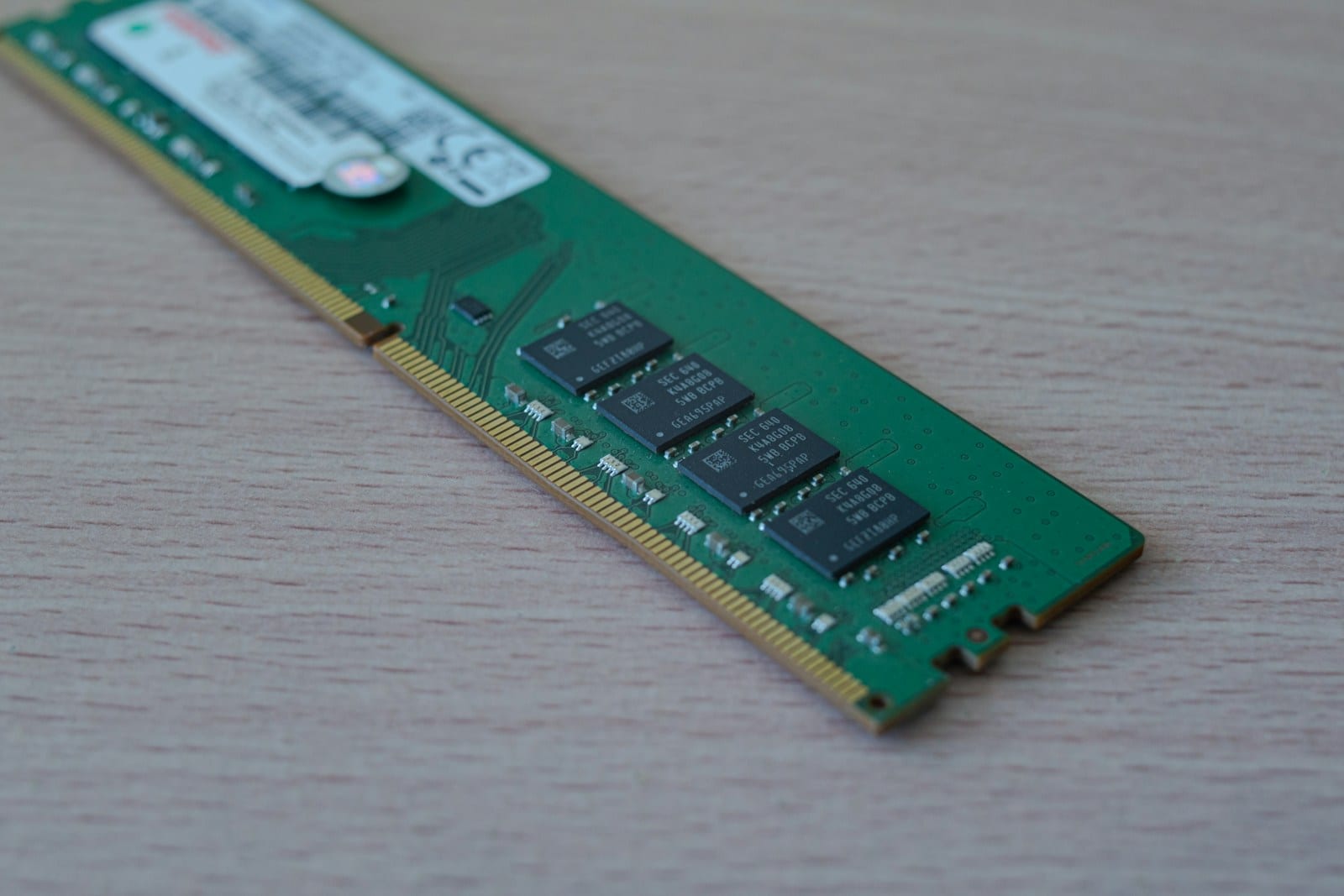 Close-up of a desktop RAM module