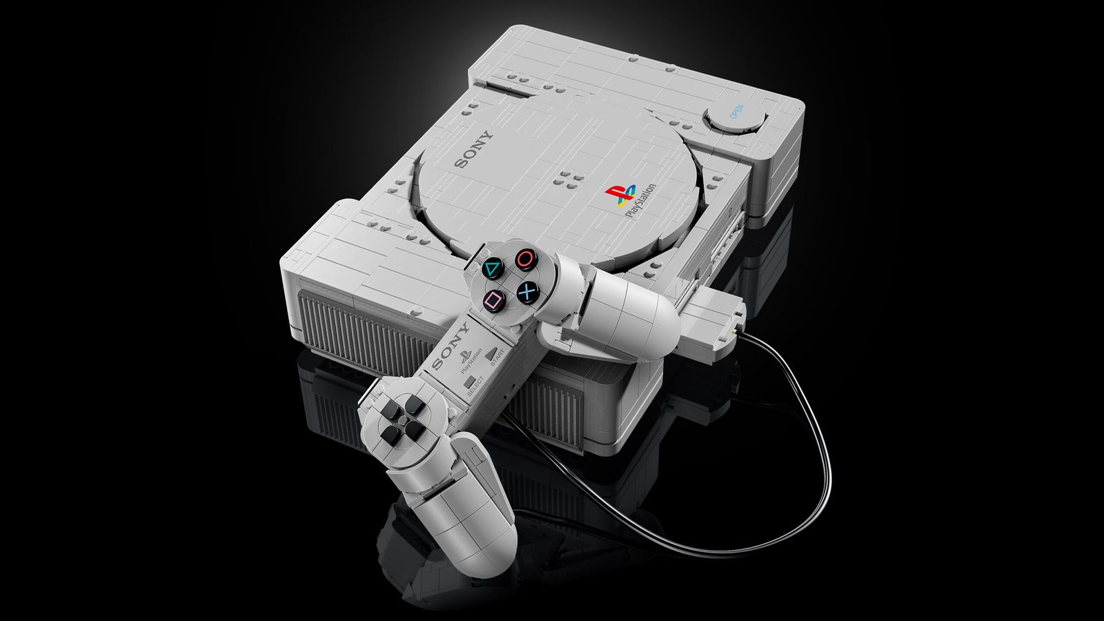 Original PlayStation controller built from LEGO bricks