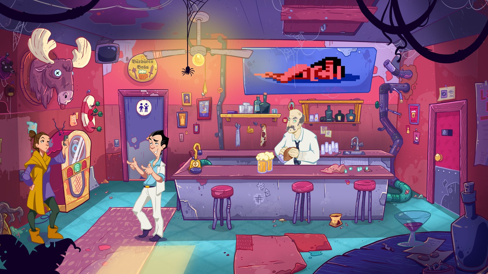 Larry inside a bar in Wet Dreams Don’t Dry