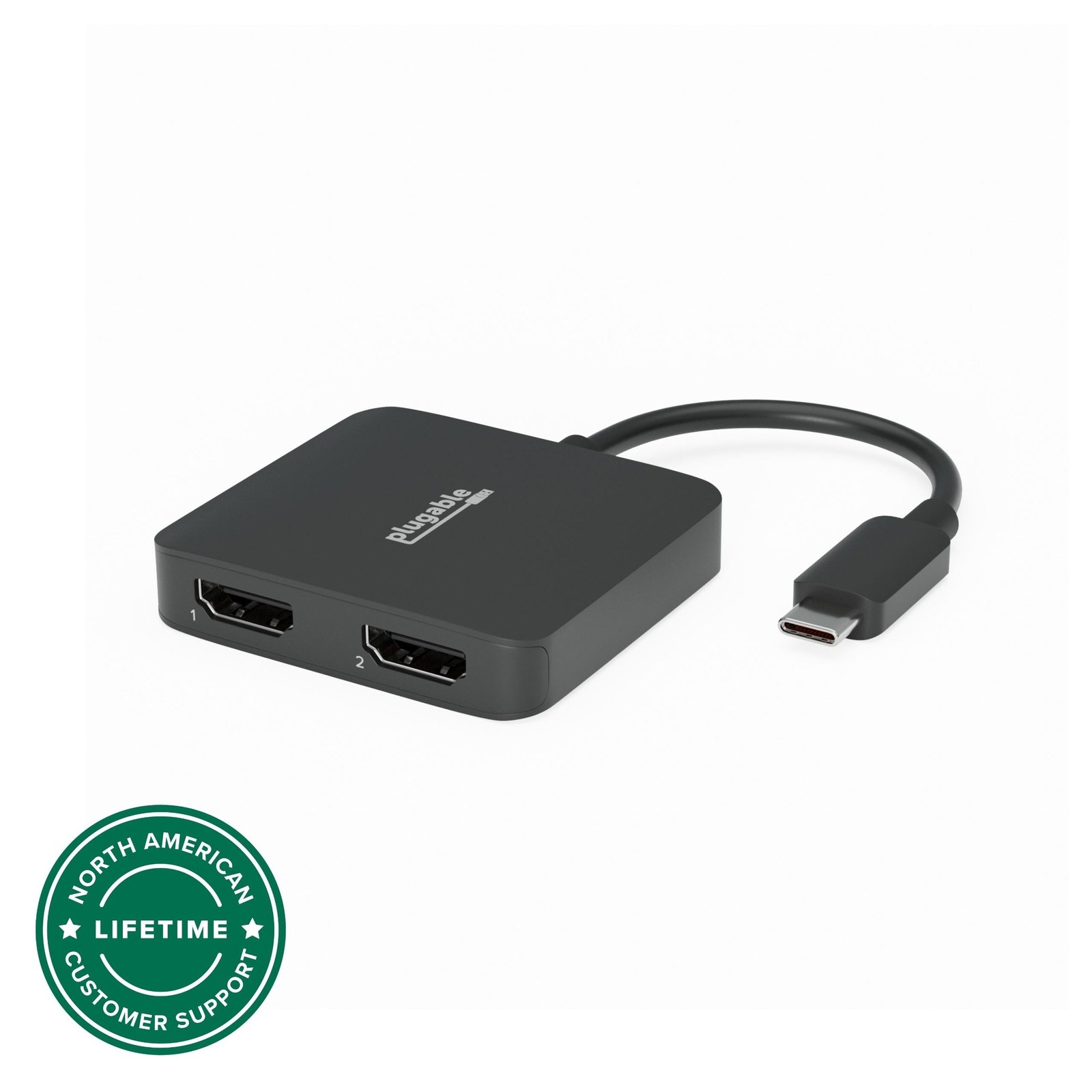 Adaptador Plugable USBC-MSTH2 con dos salidas HDMI, que duplican la imagen en macOS