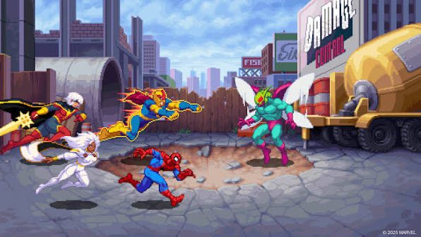 Several Marvel heroes attack together during a MARVEL Cosmic Invasion fight