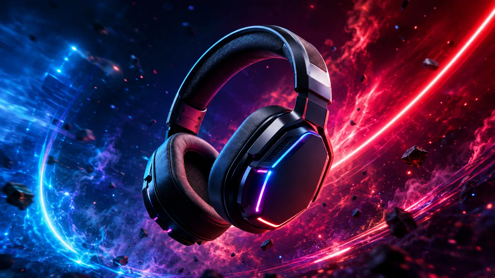 2026 gaming headsets lined up against a dark background