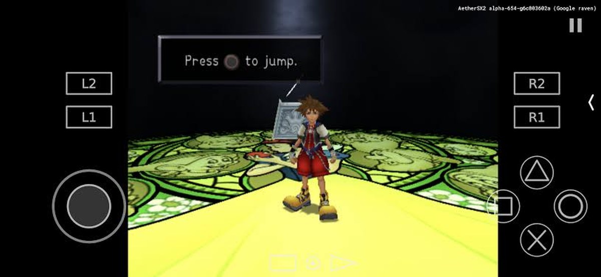 A PS2 game running on an Android phone with the AetherSX2 emulator and on-screen controls