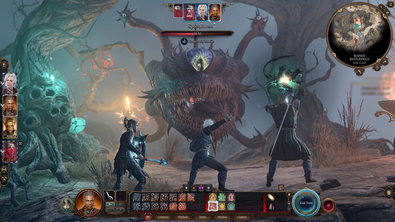 Combate por turnos contra un espectador en Baldur's Gate 3