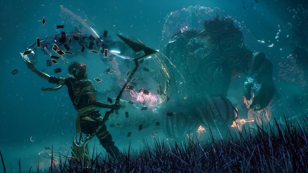 A Clair Obscur: Expedition 33 battle against a colossal underwater enemy