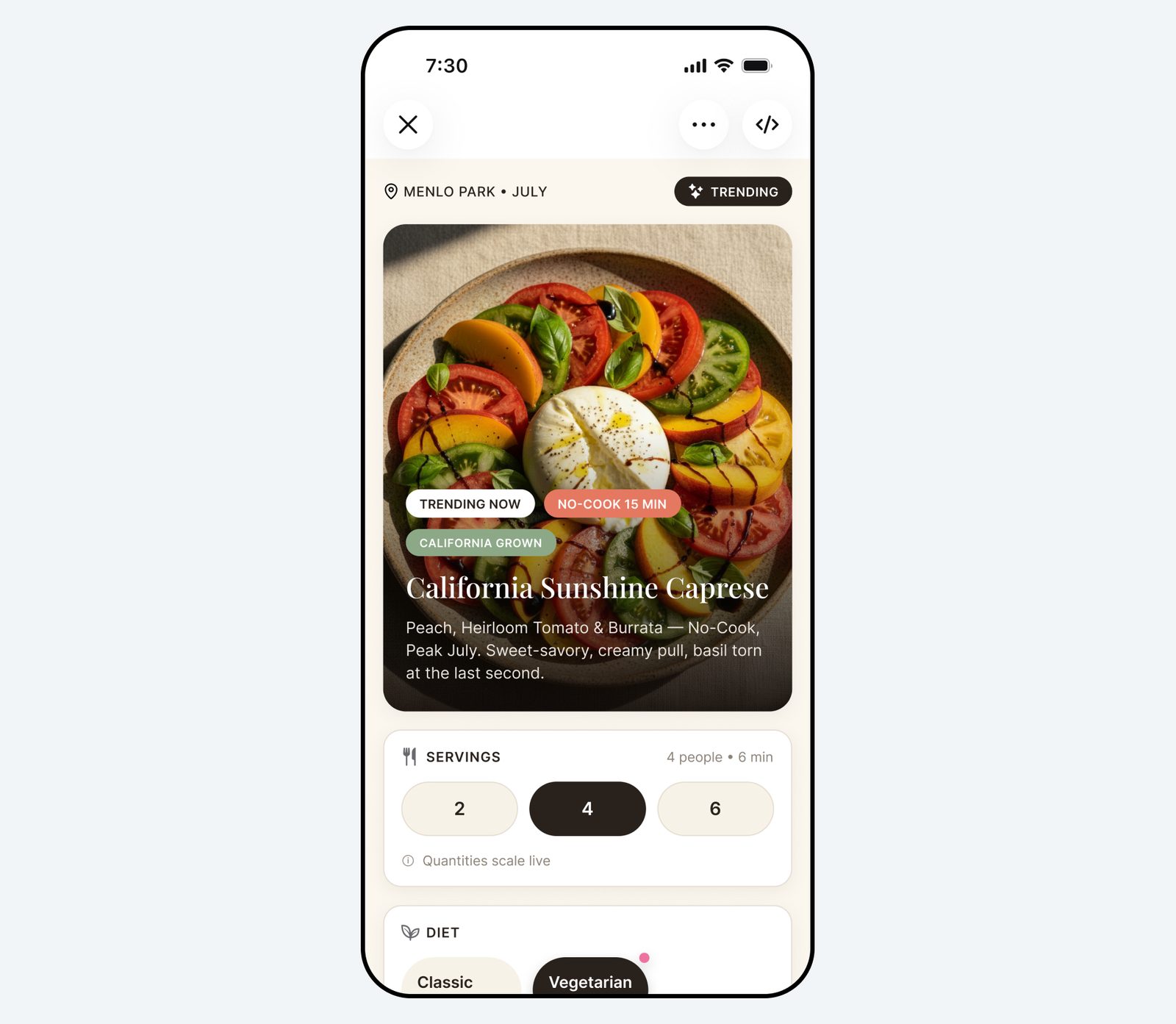 Official Meta AI interface showing a visual recommendation prepared by the assistant on a phone