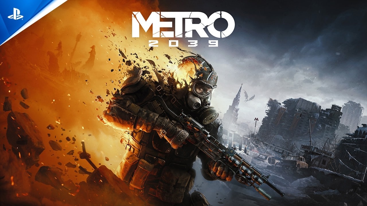 Arte oficial de Metro 2039 con un soldado frente a un Moscú devastado
