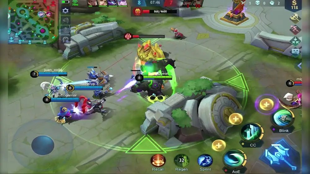 Varios héroes de Mobile Legends junto al icono de los diamantes del juego