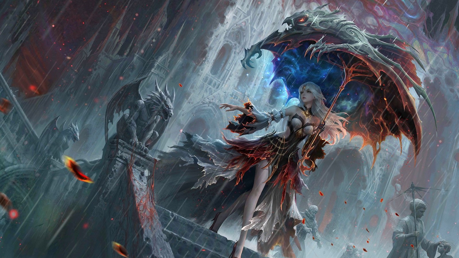 Arte oficial de presentación de Feast of Eternity, la skin Legend de Kagura en Mobile Legends: Bang Bang