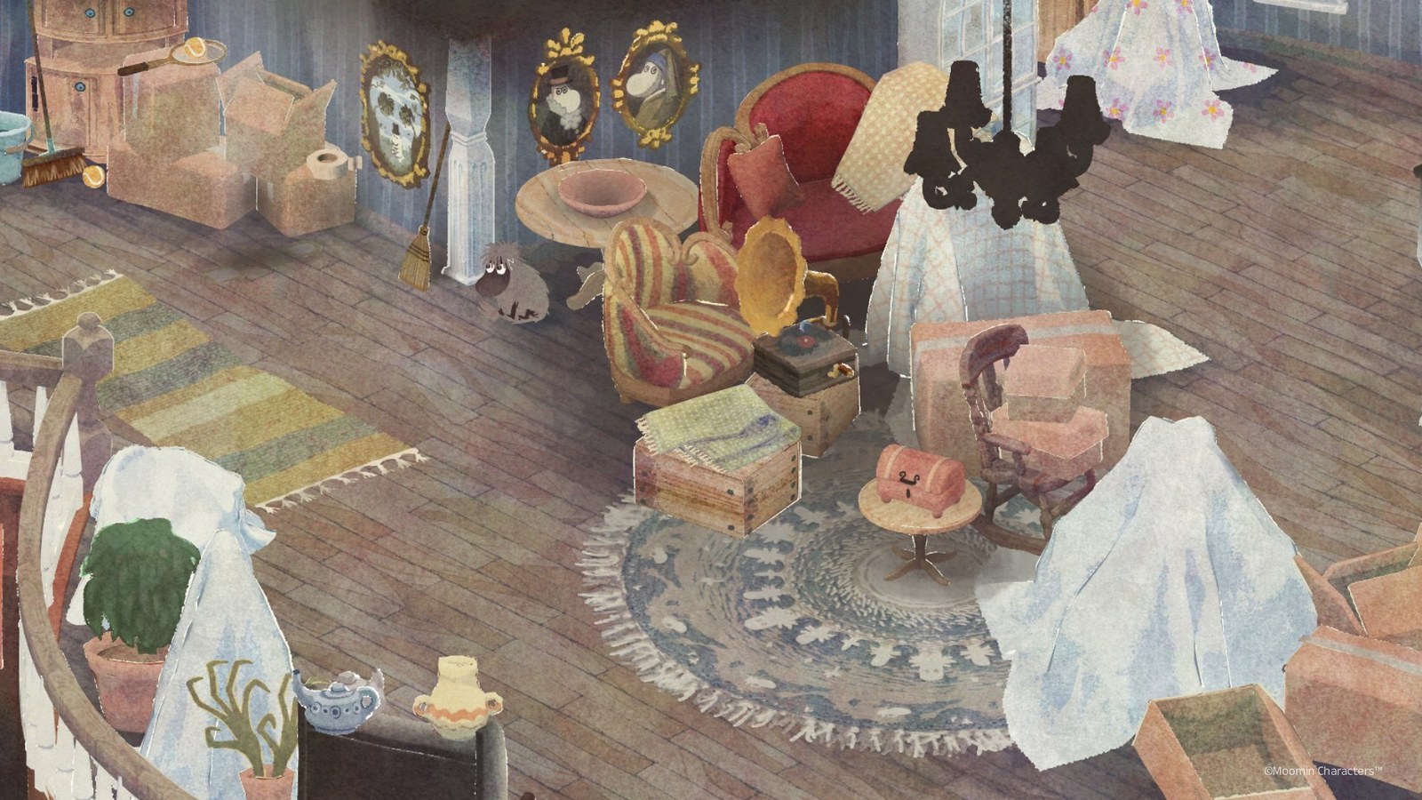 Interior de la casa de los Moomin en Winter’s Warmth