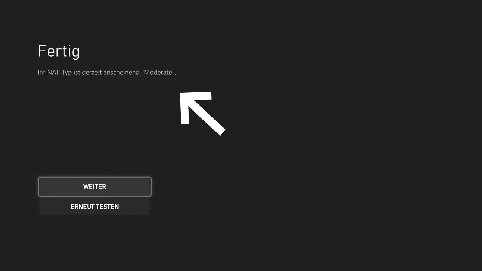 Xbox screen reporting a Moderate NAT