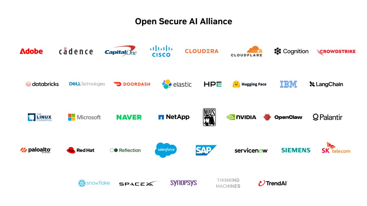 Logotipos de las más de 40 organizaciones que forman la Open Secure AI Alliance