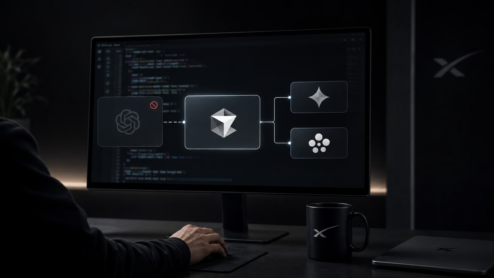 Cursor aparece entre OpenAI y dos proveedores de modelos alternativos en una pantalla
