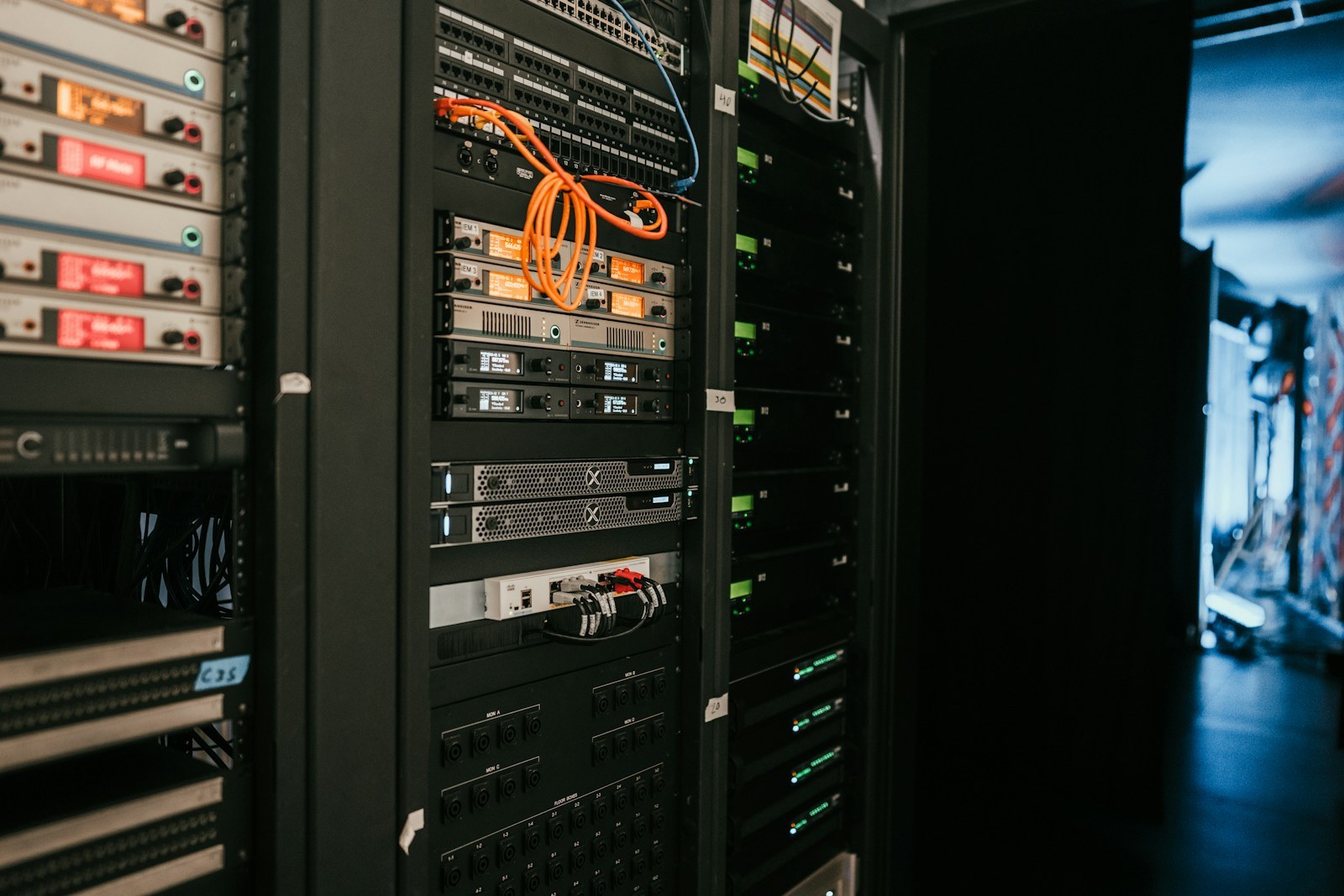 Server racks inside a technical facility