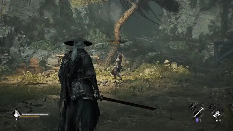 A Phantom Blade Zero combat moment with the game's HUD on screen