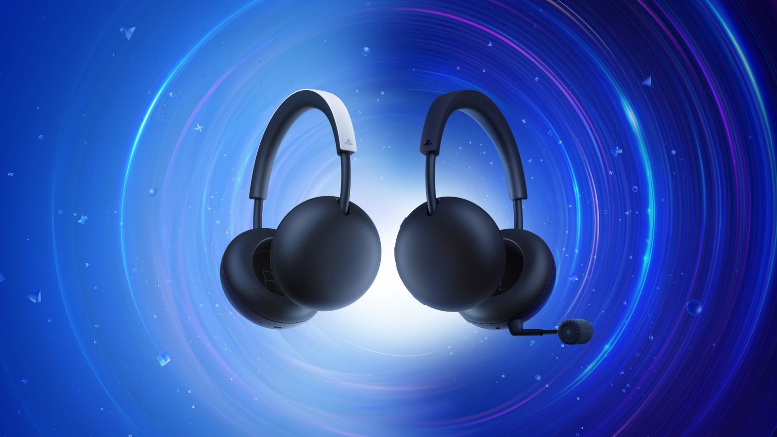 Auriculares PlayStation Pulse y Pulse Edge sobre un fondo azul