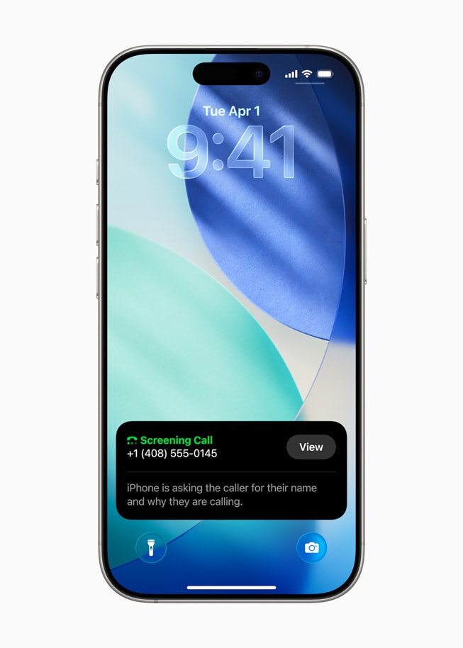 Función de filtrado de llamadas de iOS 26 en un iPhone 16 Pro, que pregunta a un número desconocido el motivo de la llamada