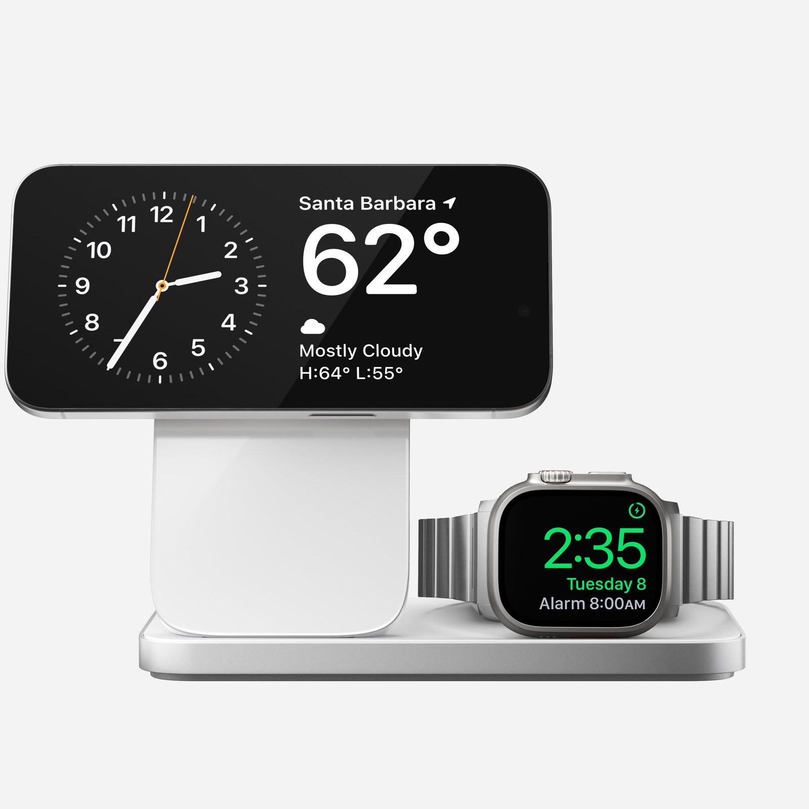 Fourth-generation Stand One Max with a phone and Apple Watch in place