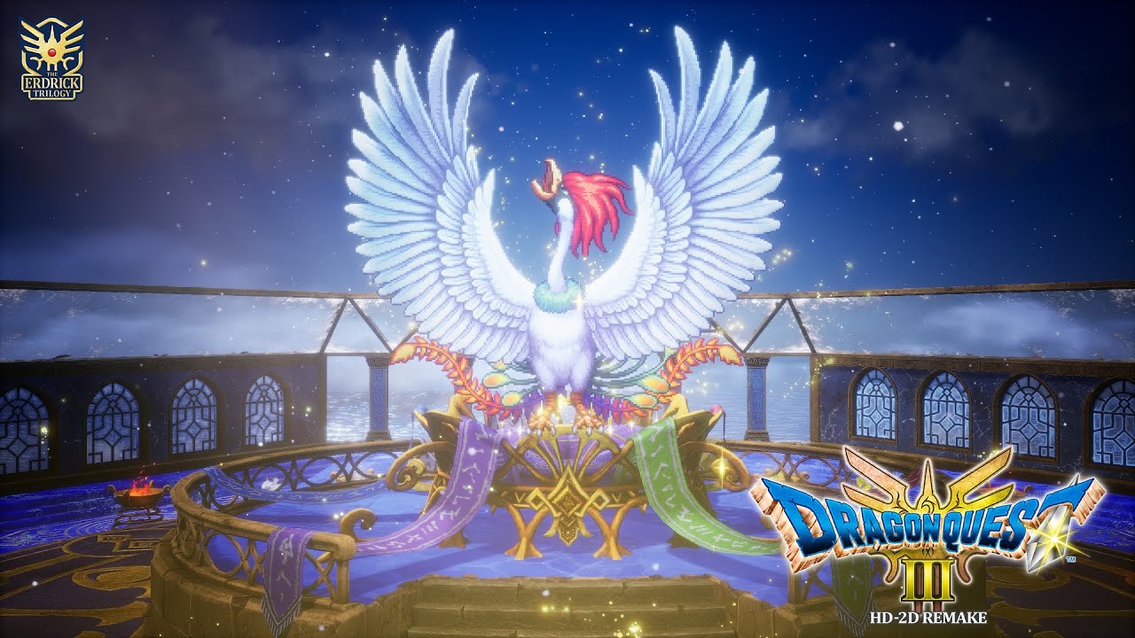 Criatura pixelada dentro de un escenario 3D de Dragon Quest III HD-2D