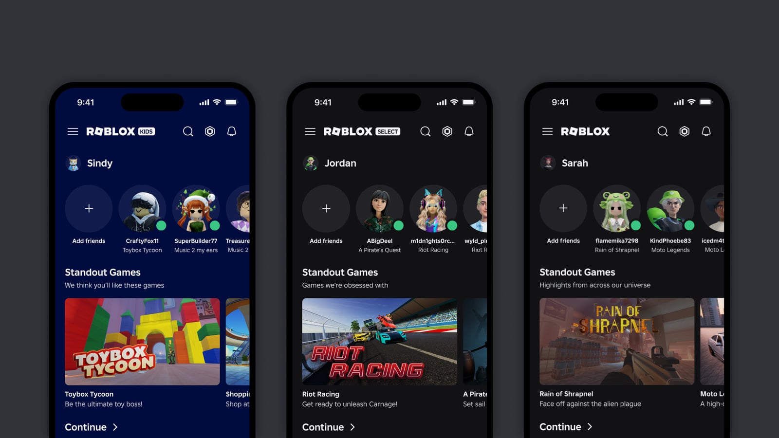 Las cuentas Roblox Kids, Roblox Select y Roblox clasificadas por edad