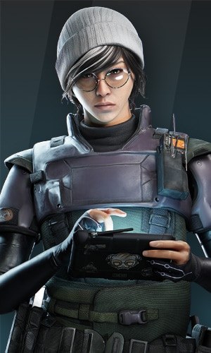 Dokkaebi using a tablet in Rainbow Six Mobile