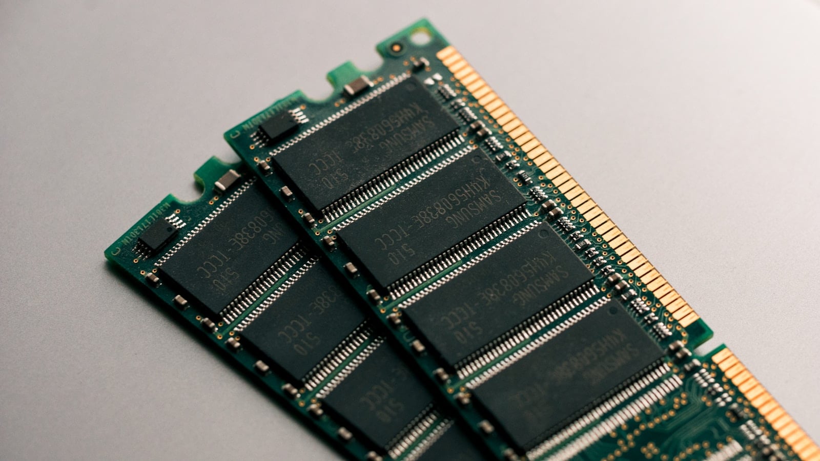 RAM modules installed on a motherboard