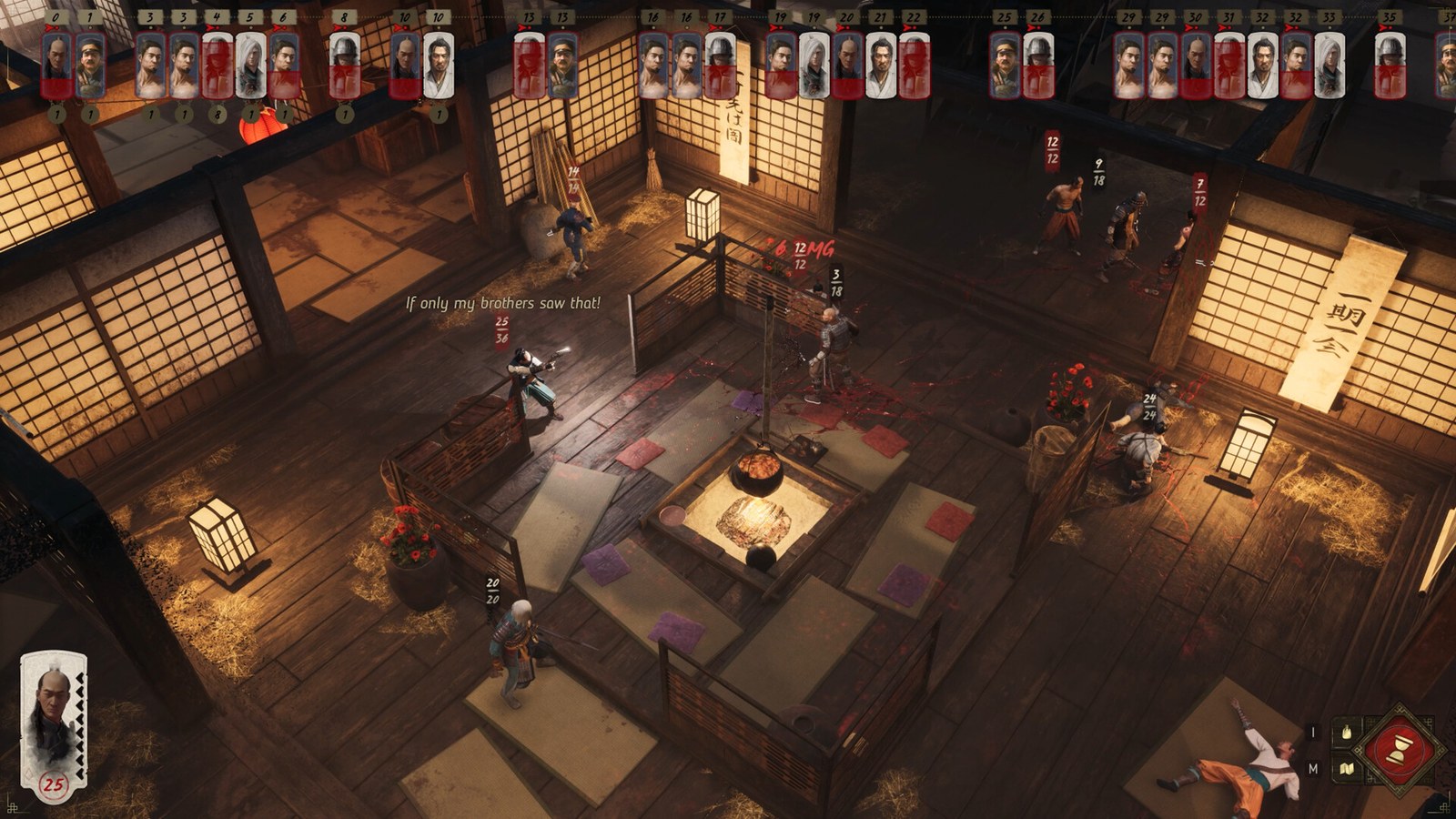 Turn-based combat inside a Shadow of the Road inn