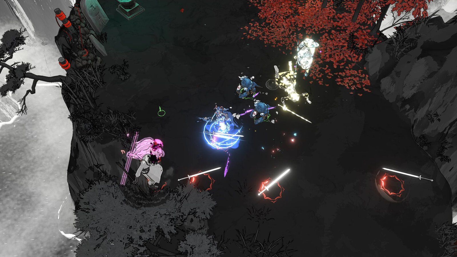 Combat in a dark Shape of Dreams environment
