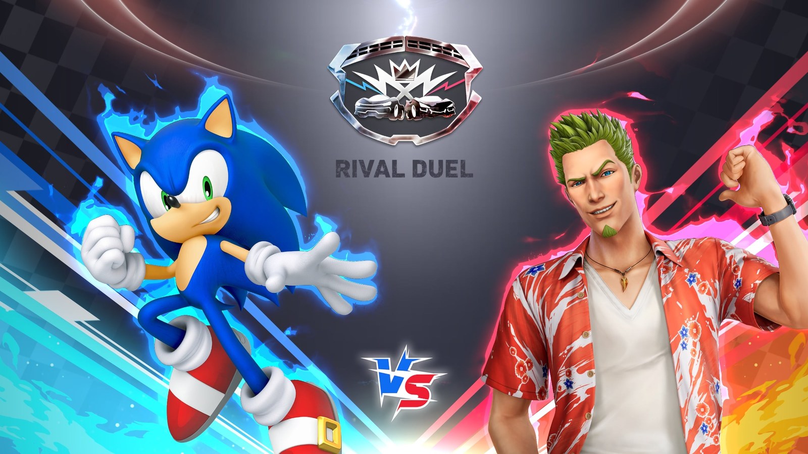 Sonic and a rival in the official Rival Duel presentation
