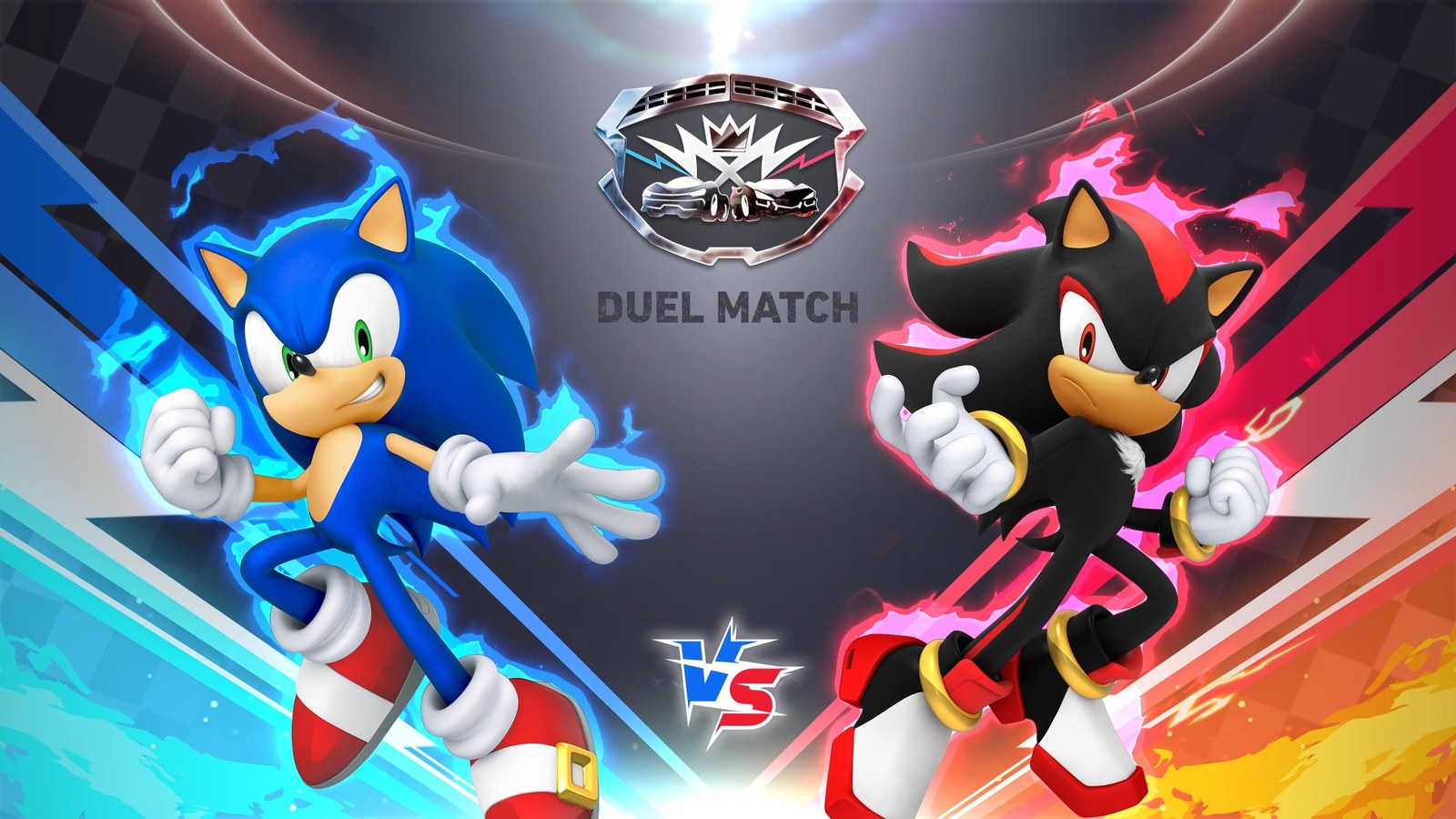 Sonic and Shadow in the official Duel Match presentation