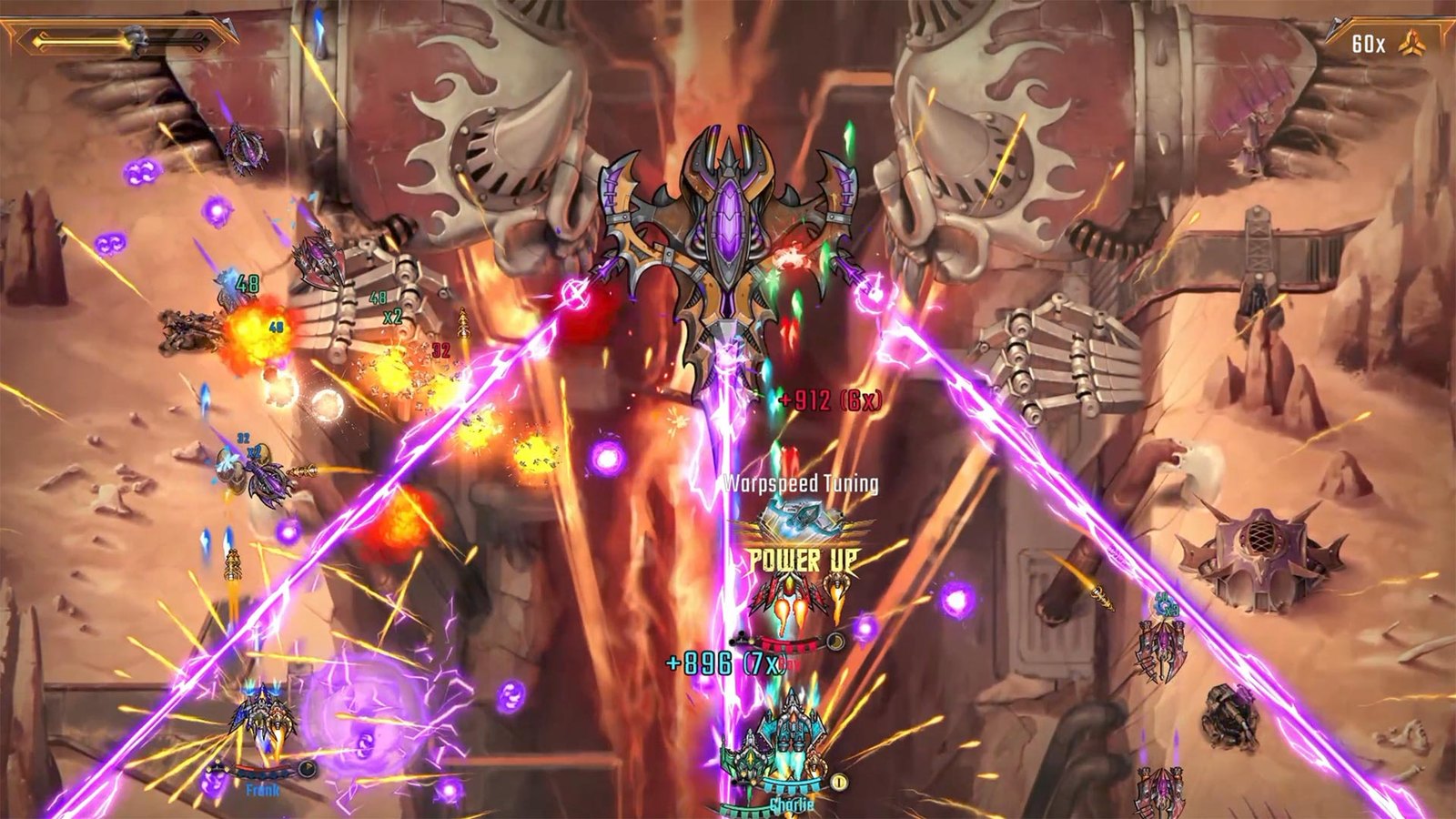 Un jefe dispara patrones de proyectiles en Space Metal Mania