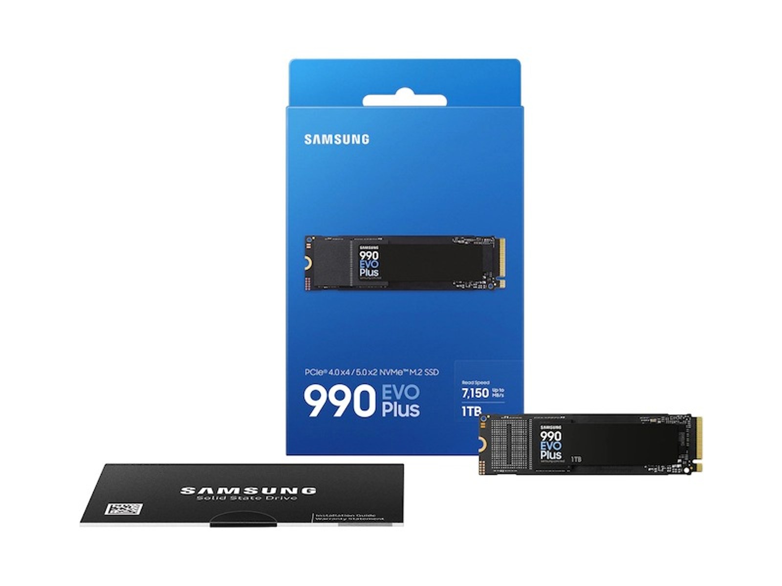 Samsung 990 EVO Plus de 1 TB junto a su embalaje