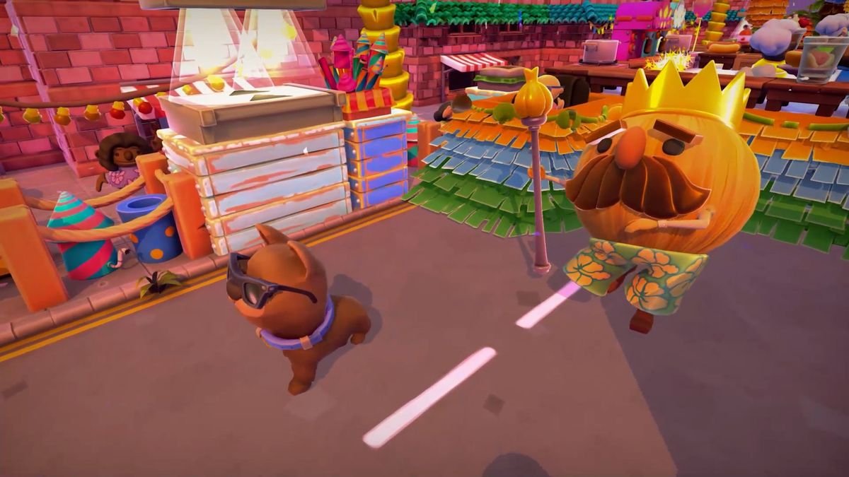 Overcooked 2 characters in a festive kitchen