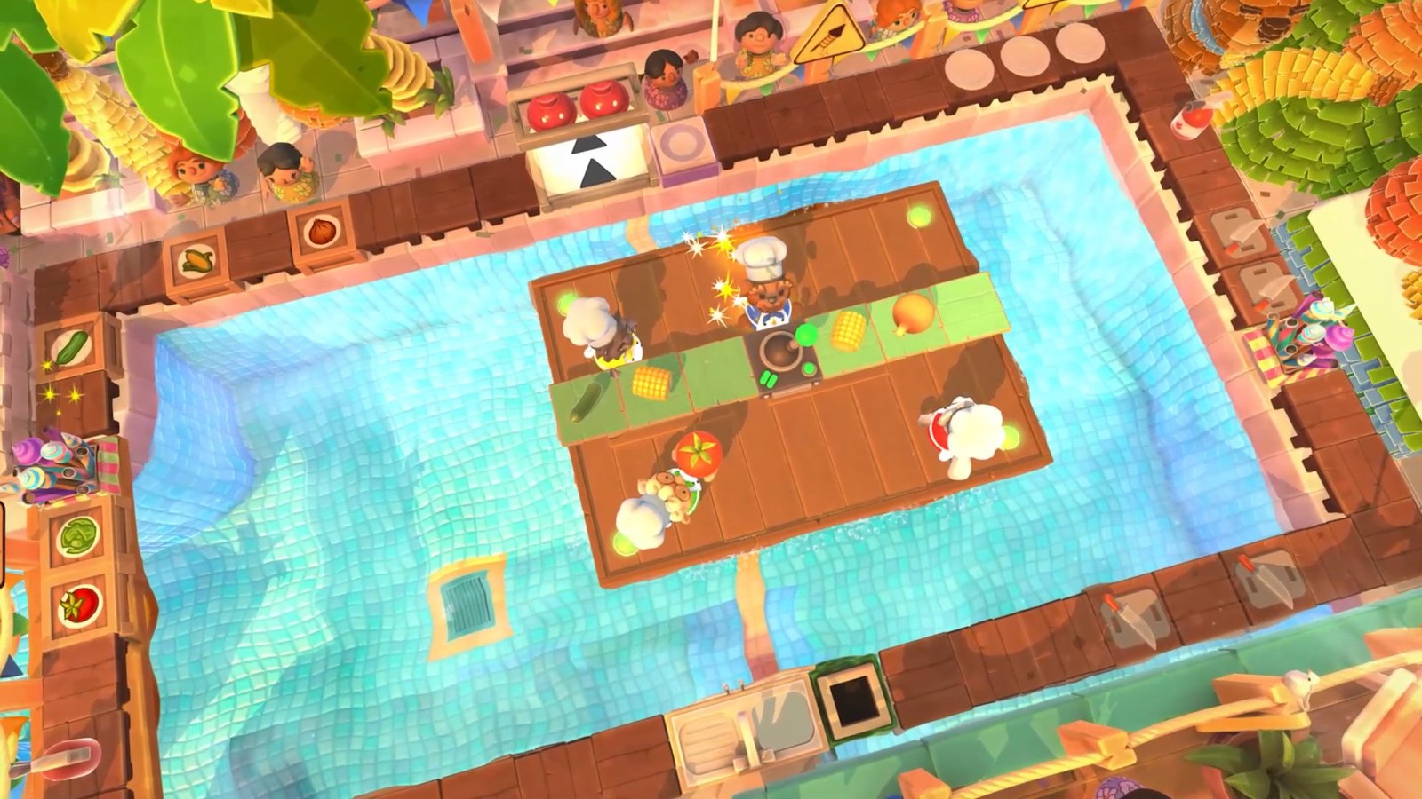 Overcooked 2 co-op kitchen, compatible with Remote Play Together