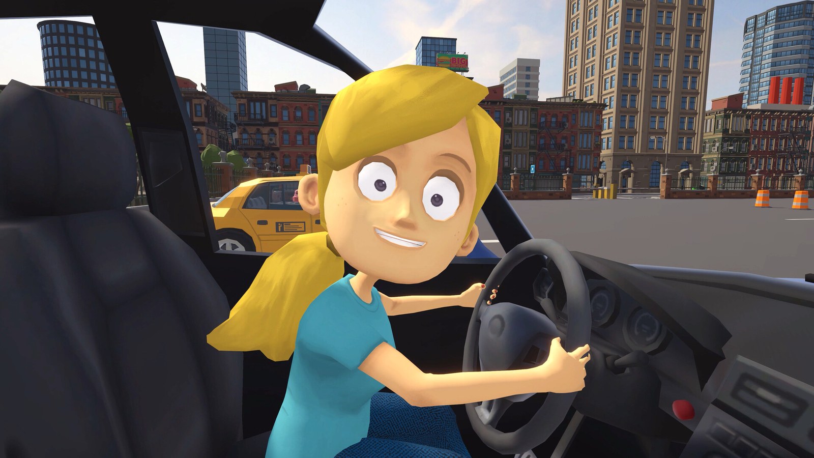 La hermana de Teach My Little Sister How To Drive mira al pasajero desde el volante