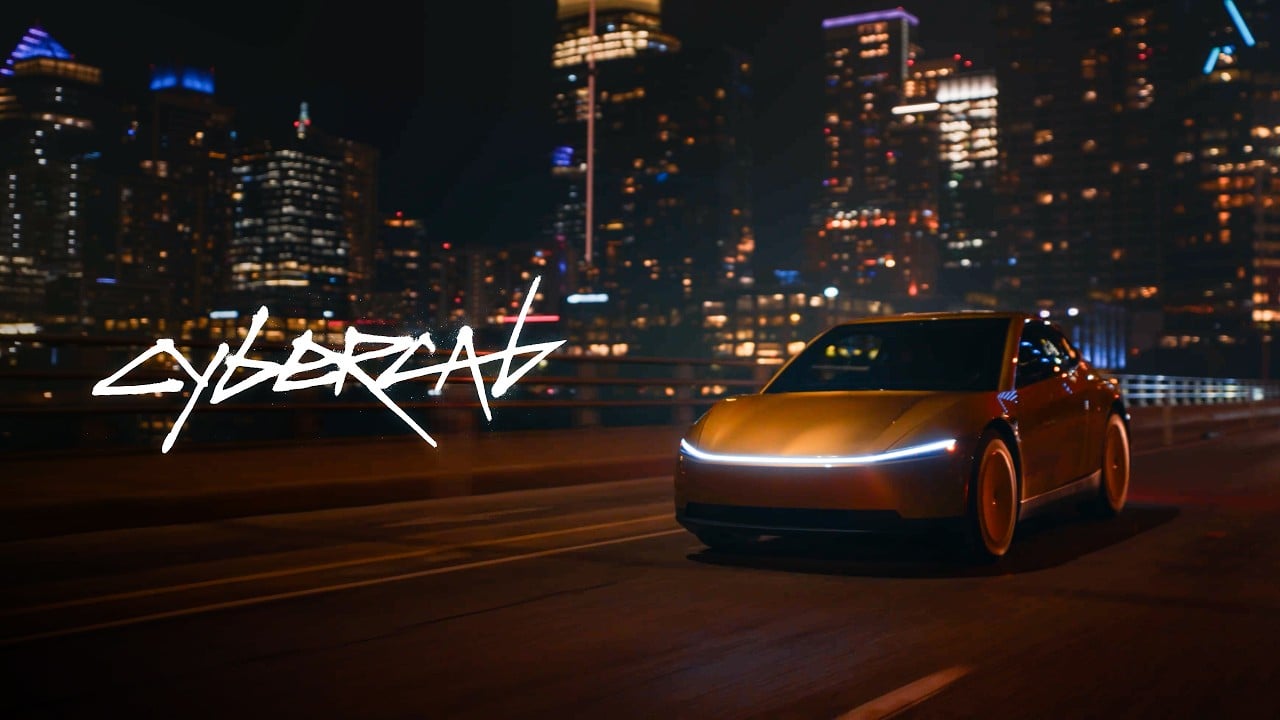 Tesla Cybercab durante su presentación como robotaxi autónomo