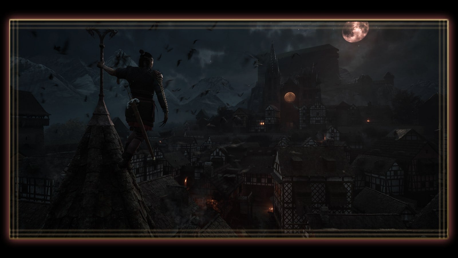 Coen looks across Sangora's rooftops and cathedral under the moon