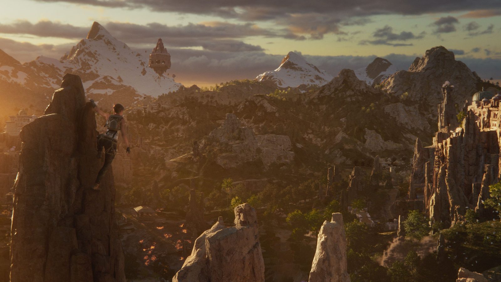 Lara Croft overlooks the mountainous landscape of Northern India in Tomb Raider Catalyst