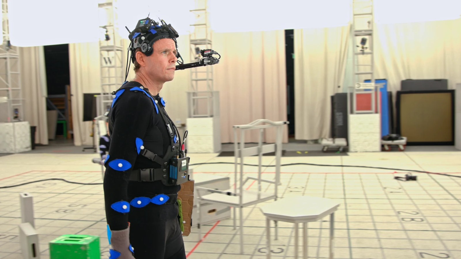 Bradley Snedeker wearing performance-capture equipment