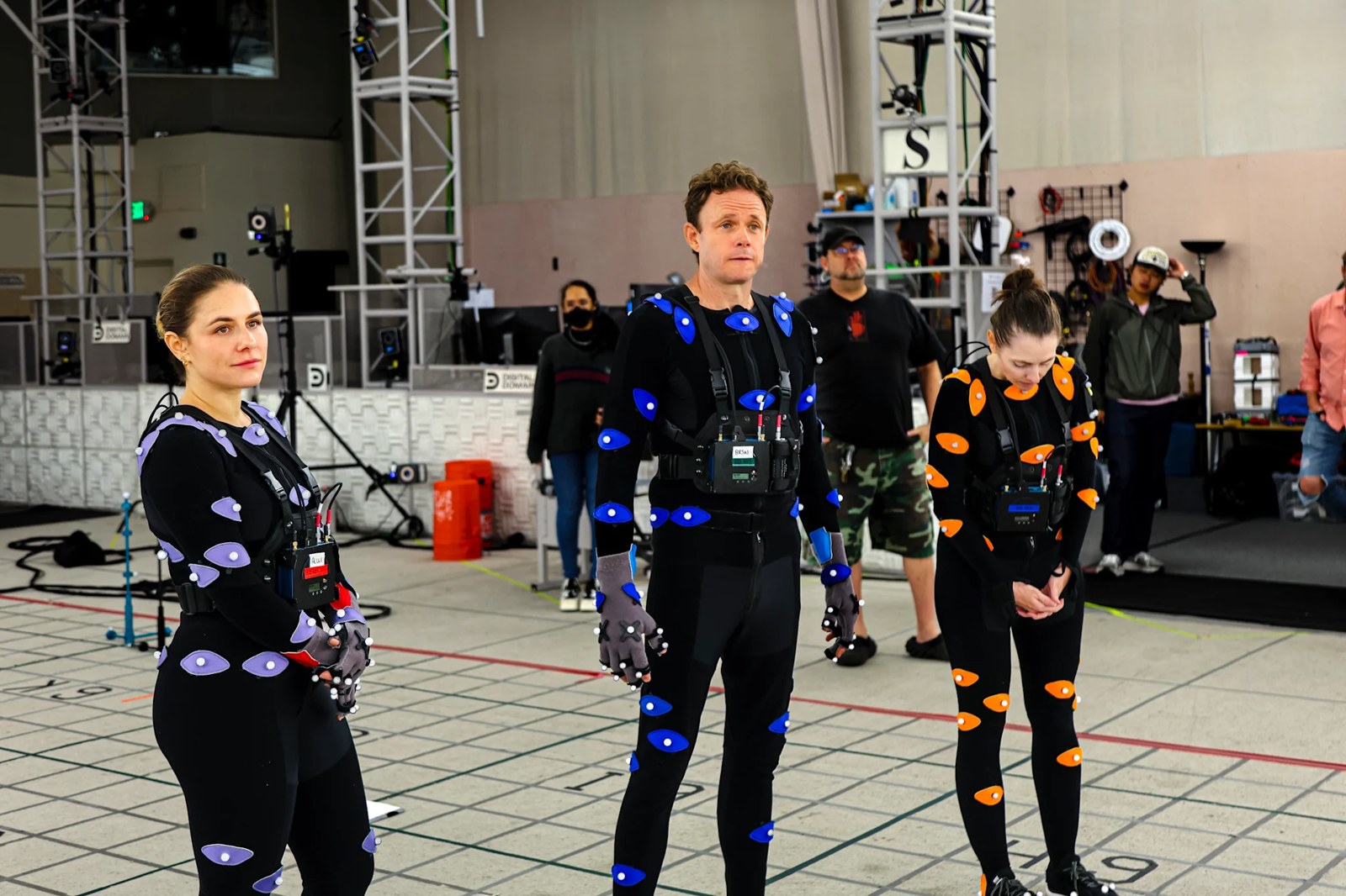 Tomb Raider cast members during a performance-capture session