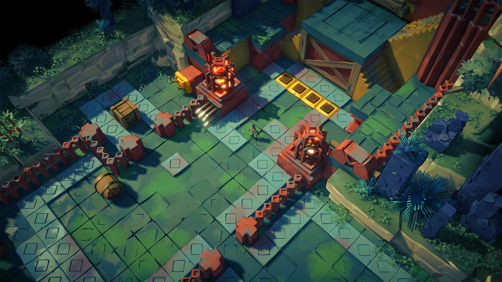 Sonia among mechanisms and traps inside Uncanyon ruins