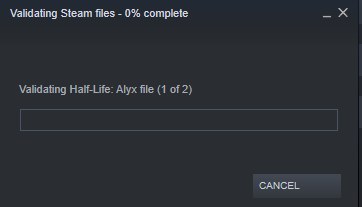 Steam dialog showing game-file verification in progress
