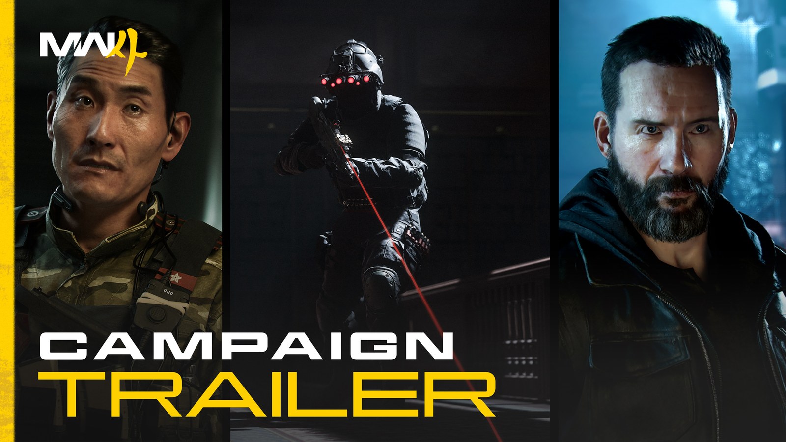 Price, Ghost y otro personaje en el arte del tráiler de campaña de Modern Warfare 4