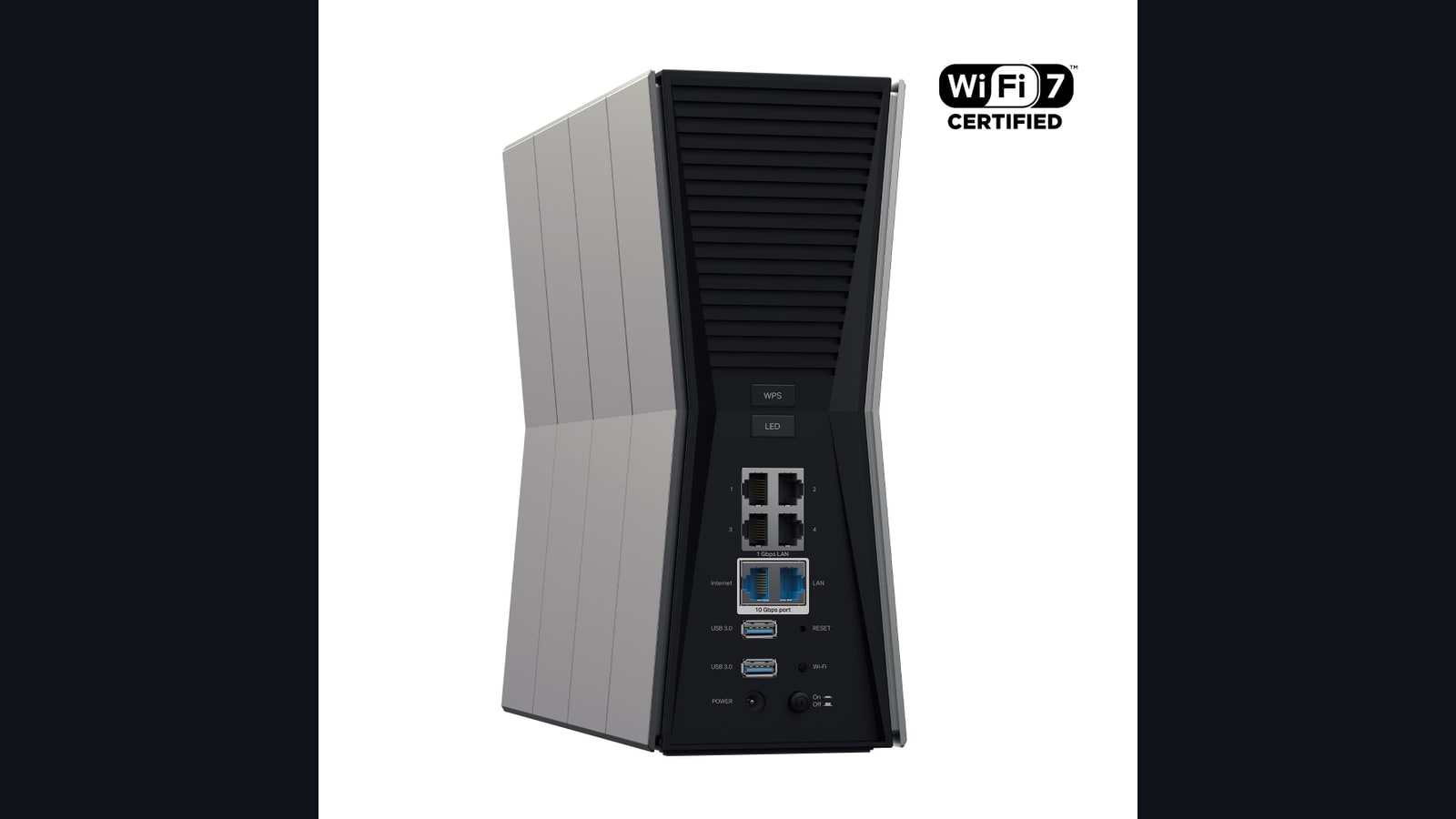 Vista lateral del router Wi-Fi 7 Archer BE770