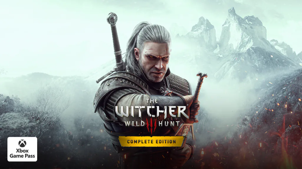 Arte oficial de The Witcher 3: Wild Hunt Complete Edition con Geralt y Ciri
