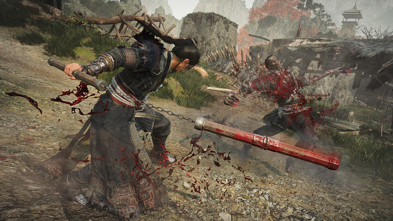 An attack with a segmented weapon in an official Wo Long 2 screenshot