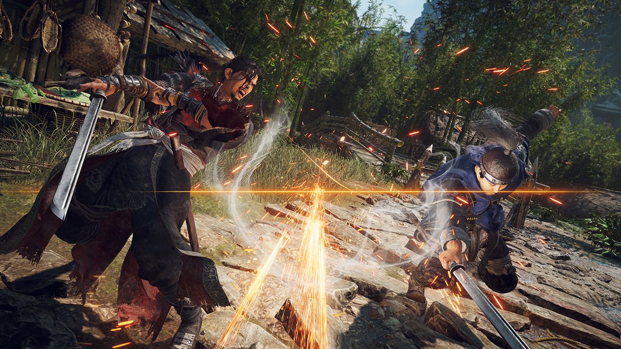 Two fighters clash weapons in Wo Long 2