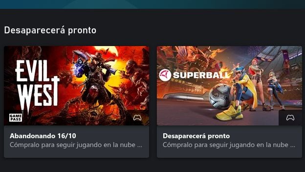 Xbox Cloud Gaming’s Spanish page dates Evil West’s departure October 16 while Superball’s card has no date