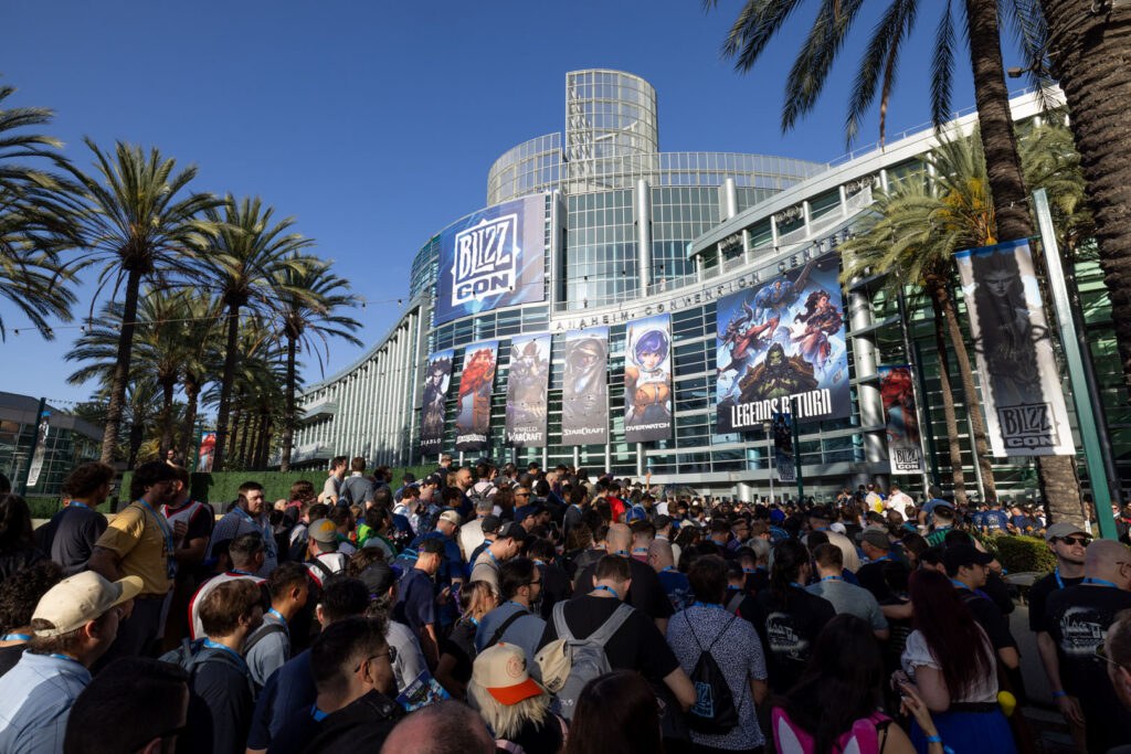 Attendees outside the BlizzCon venue in Anaheim